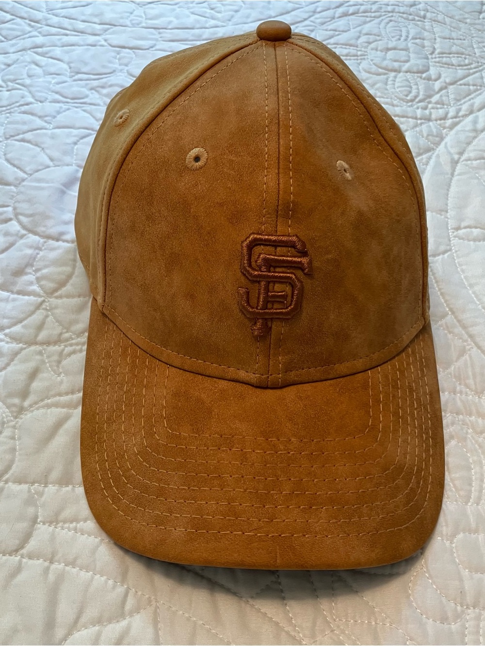 New Era Suede Baseball Cap in Tan/Brown - Embroidered SF Logo